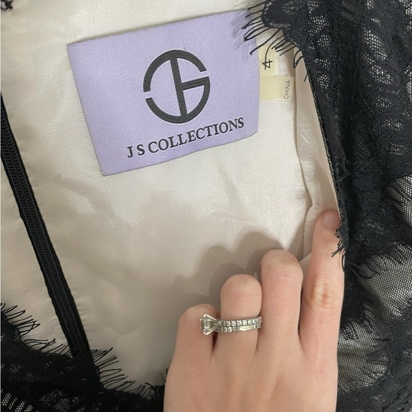 JS Collections Black Lace Nude Cocktail Dress 4 - Picture 6 of 6